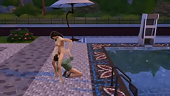 A Young Man Roughly Has Sex With A Sexy Maid By The Swimming Pool