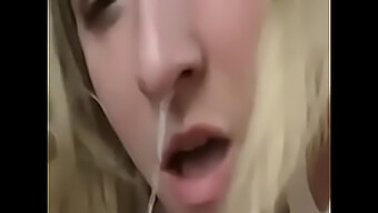 Submissive Blonde Slut Gags On Big Cock And Cums From Deepthroat