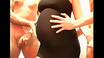 German Group Sex With A Pregnant Woman In A Black Dress